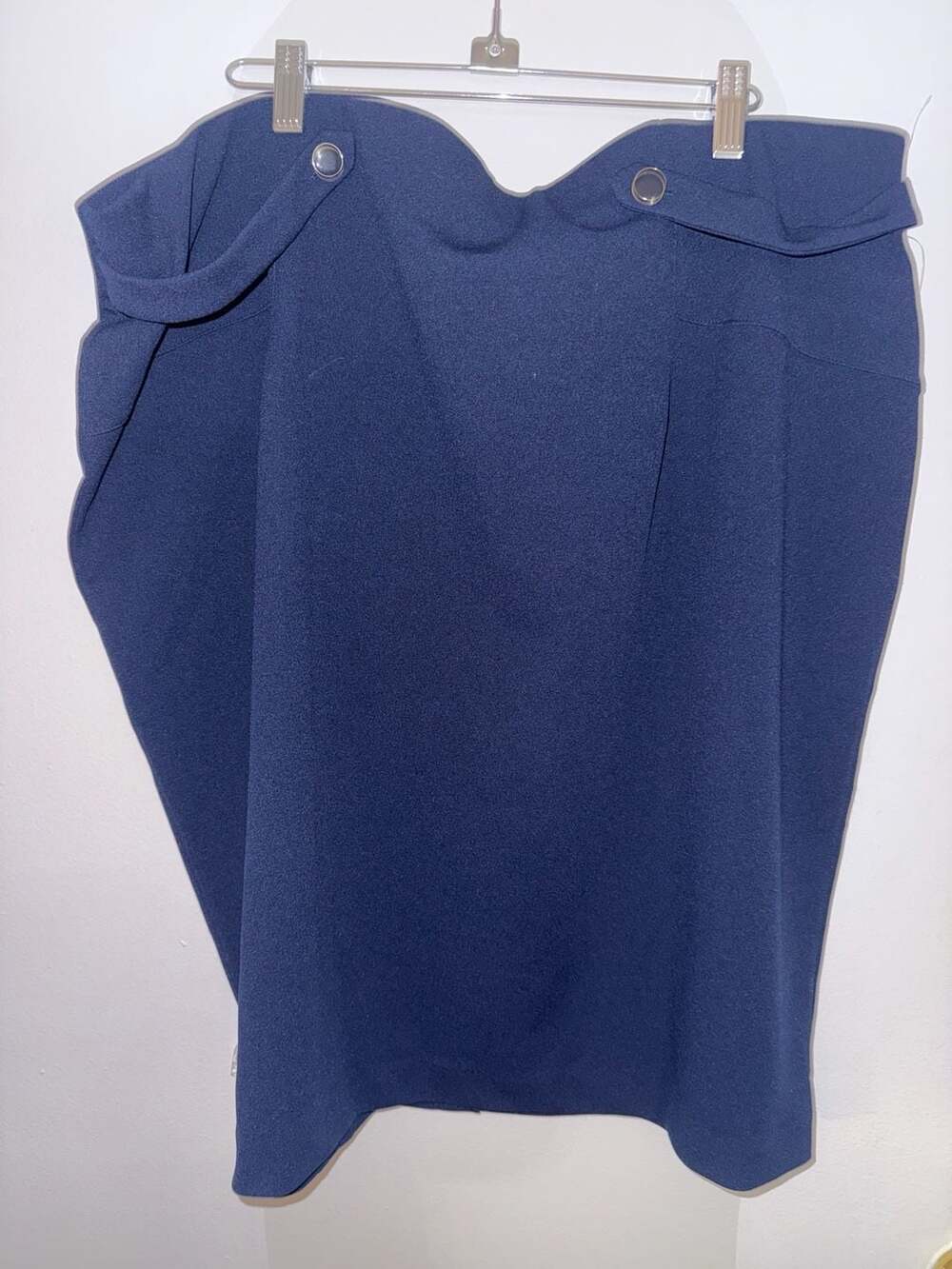 NYCC New York Clothing Co. Navy Pencil Skirt with Decorative Button Detail